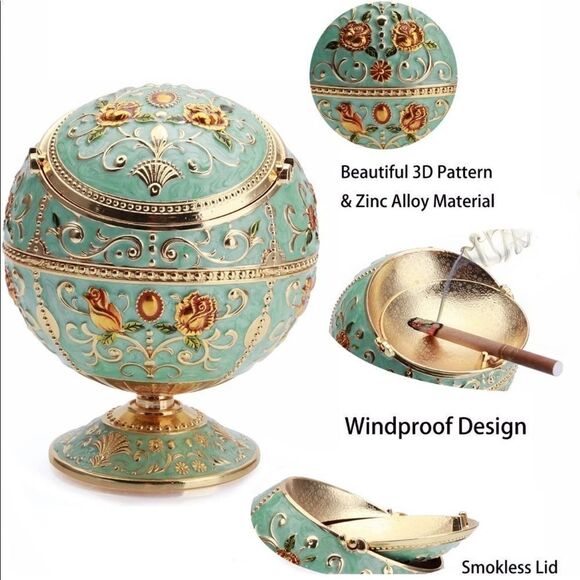 Retro Ashtray Portable Hand Stamped Decor Gifts - Picture 3 of 9
